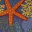 Tapis tissé à la machine 6 pi x 9 pi bleu et orange Starfish