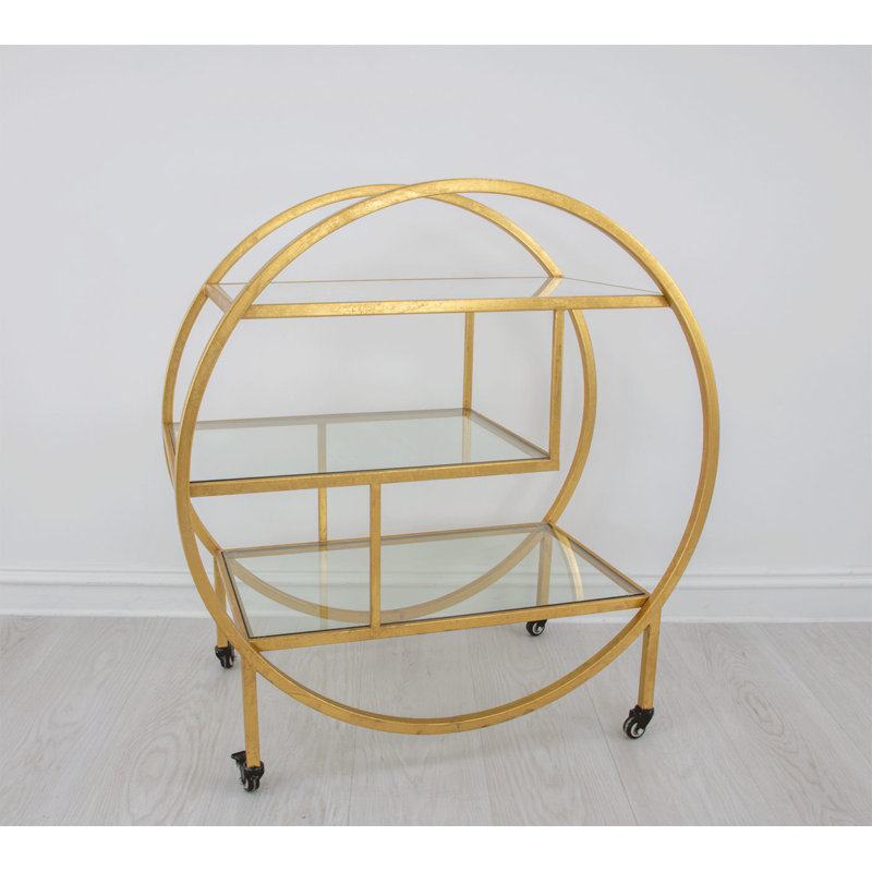 Milo Round Bar Cart, Gold Leaf