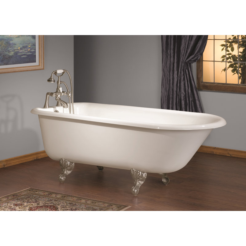 54'' L Soaking Bathtub, White Interior with White Exterior, Chrome
