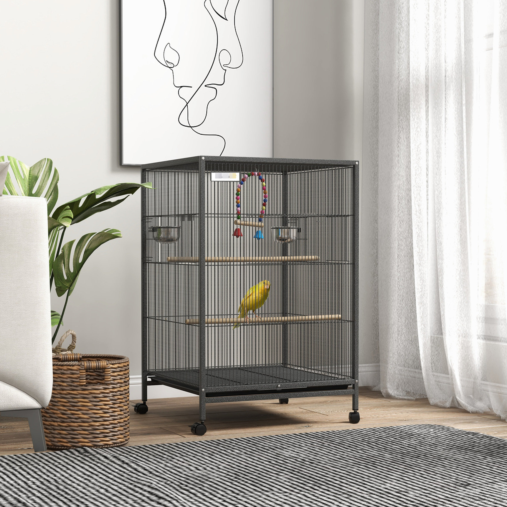 Archie & Oscar™ Metal Parrot Cage With Stand - Spacious For Lovebirds ...