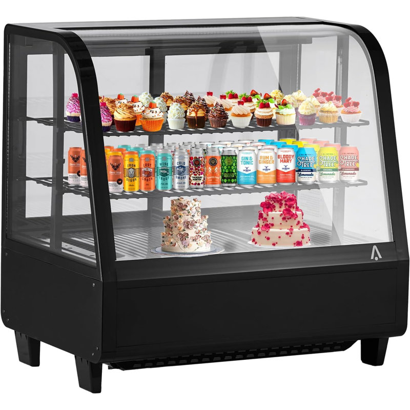 3.6 Cu Ft Commercial Cake Display Fridge, Glass Door Cooler with LED Lighting