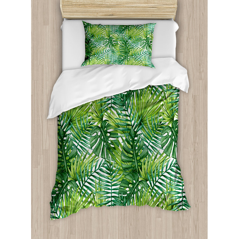 Coastal Polyester Floral Duvet Cover, Twin