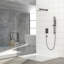 Douche murale noire matte - Carré de 12 pouces avec glissière réglable, tête de pluie et système de bras manuel, fonction équilibrée