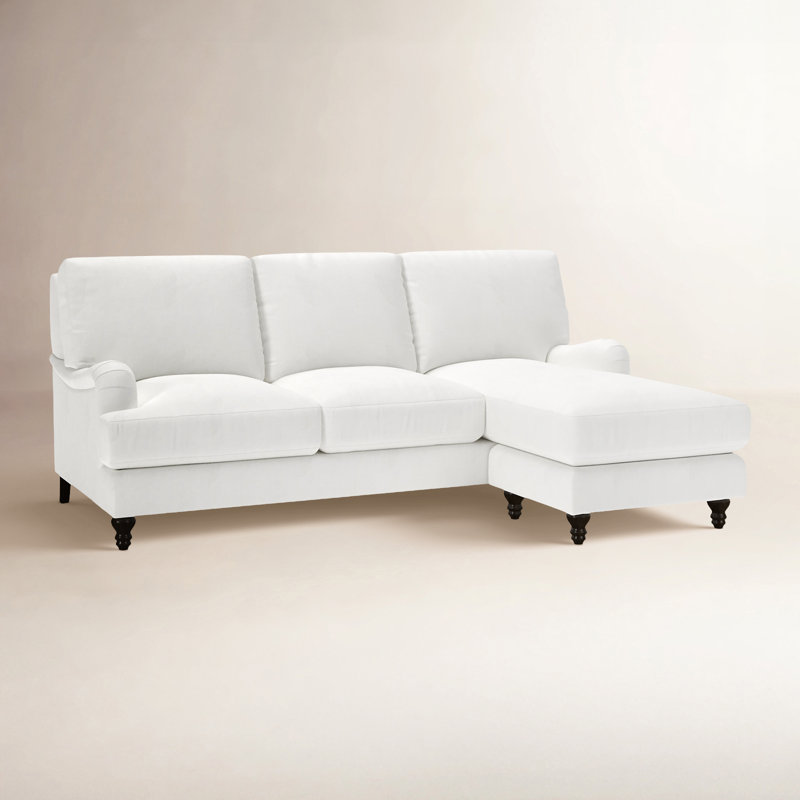 Canapé rembourré avec méridienne réversible Walters, Blanc décoloré classique