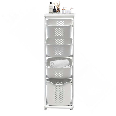 4-Tier Laundry Hamper Storage Sorter With Wheels & Removable Rolling Laundry Baskets