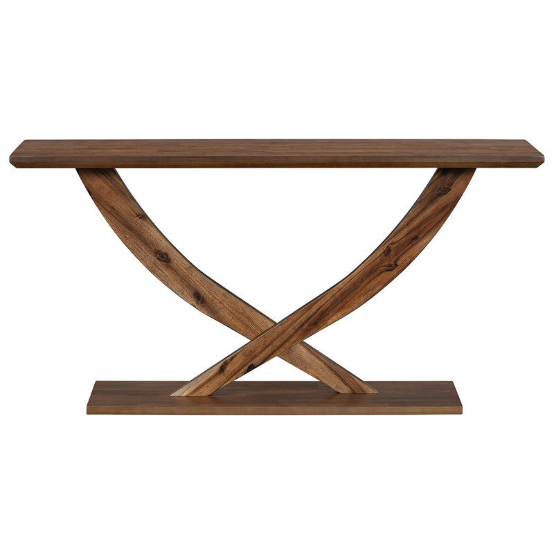 Modern Console Table With Cross-Leg Design And Ample Surface Space, Brown