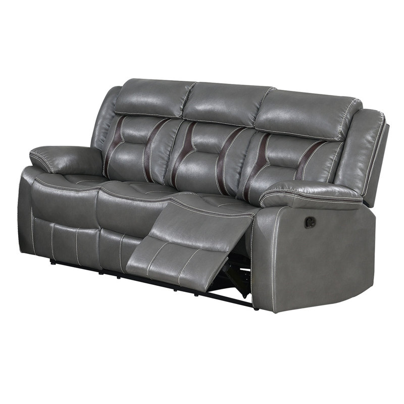 Albarn 80'' Faux Leather Reclining Sofa, Gray