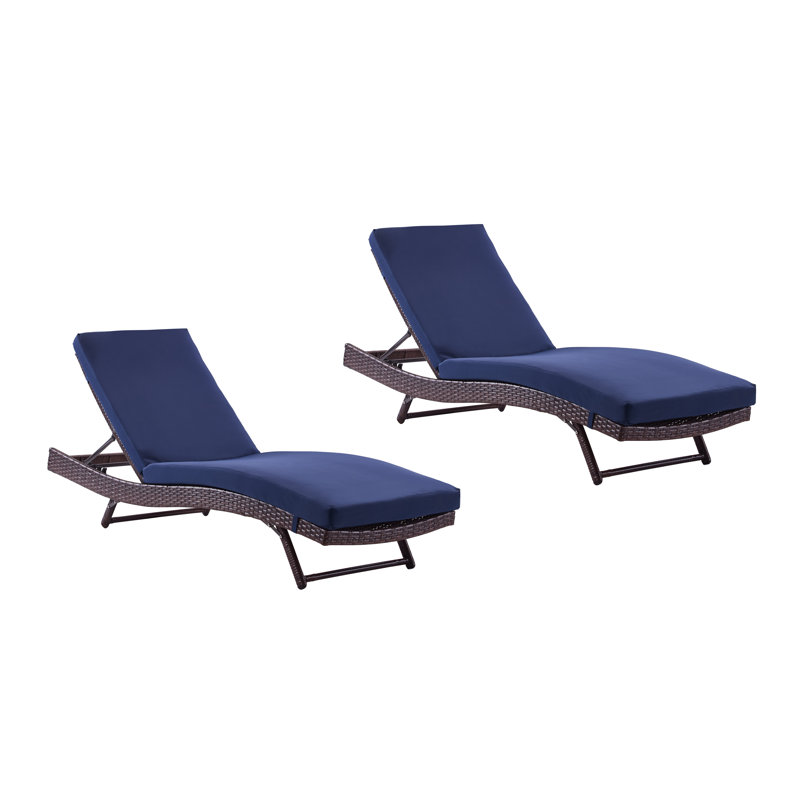 Ensemble de chaises longues avec coussins Prerte, Bleu marine