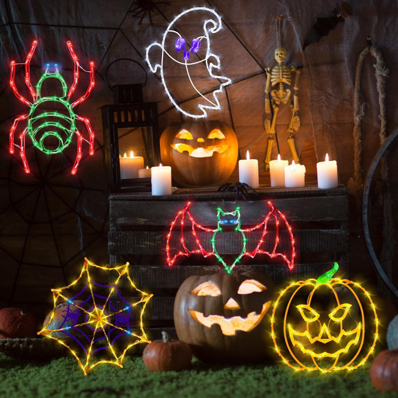 Décorations d'Halloween - Silhouette lumineuse de fenêtre de 40 cm