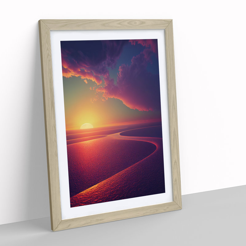 Irresistible Sunset - Single Picture Frame Print, 64cm H x 46cm W x 2cm D, Oak