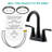 4 in. Centerset 2-Handle Bathroom Sink Faucet with High-Arc Swivel Spout and Drain Assembly, Matte Black-110240595