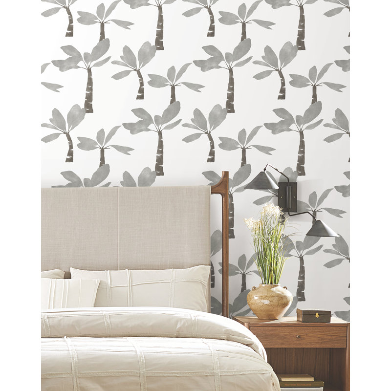 Papier peint peint Oasis Outremer, Gris