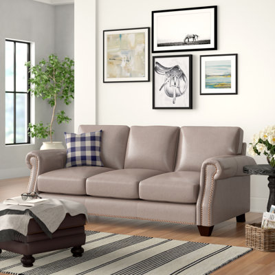 Eduartina 84" Genuine Leather Rolled Arm Sofa
