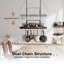 32.2" Ceiling Hanging Pot Rack, 100 Lbs Capacity, 16 Hooks, Industrial Rustic, Space Saving For Kitchen Island Stove