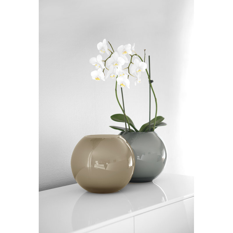 Moon Handmade Glass Table Vase, Greige, 21cm H x 25cm W x 25cm D