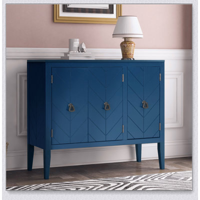 Adjustable Shelf Storage Sideboard with 3 Retro Metal Handles and 4 Pinewood Legs, Perfect for Organized and Stylish Home Decor