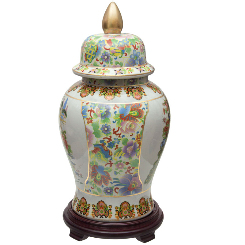 Timeless Chinese Temple Jar, Garden Satsuma, 18"