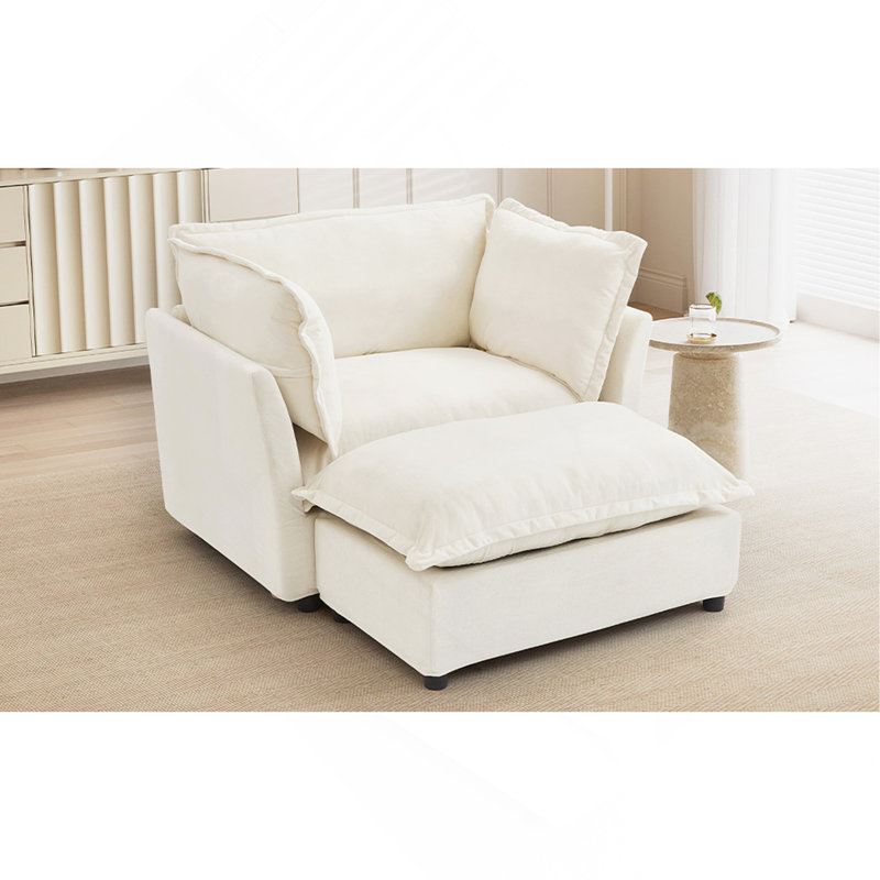 Chaise avec accoudoirs et fauteuil rembourré Modern, Beige