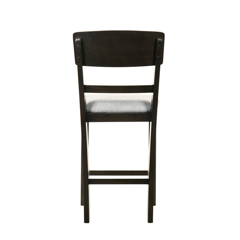 Chaises de salle à manger rembourrées à hauteur de comptoir en brun, pieds évasés, siège, finition brune 2 pièces avec sièges et coussin de siège,