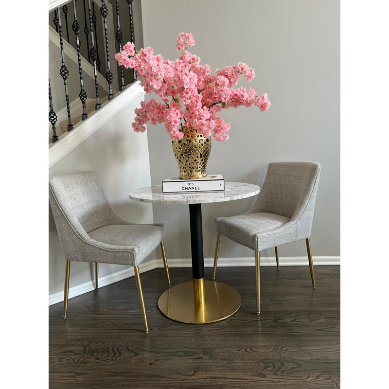 Pedestal Dining Table, Black/Gold