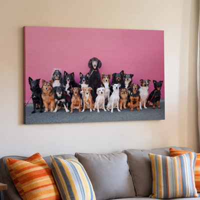 Toile, scène vibrante d'un groupe diversifié de chiens d'art mural