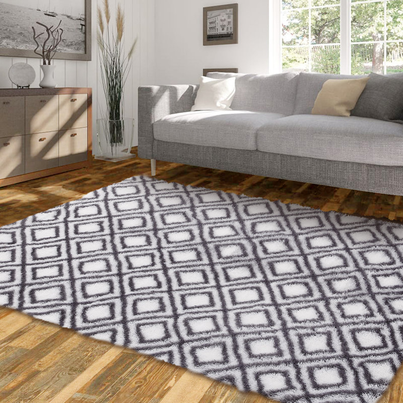 Keynot Shag Rugs for Living Room Geometric Area Rugs for Bedroom Fluffy Fuzzy Shag Shaggy Carpet Modern Soft Plush Fur Rug for Kids Room Bedroom Dorm Decor Playroom