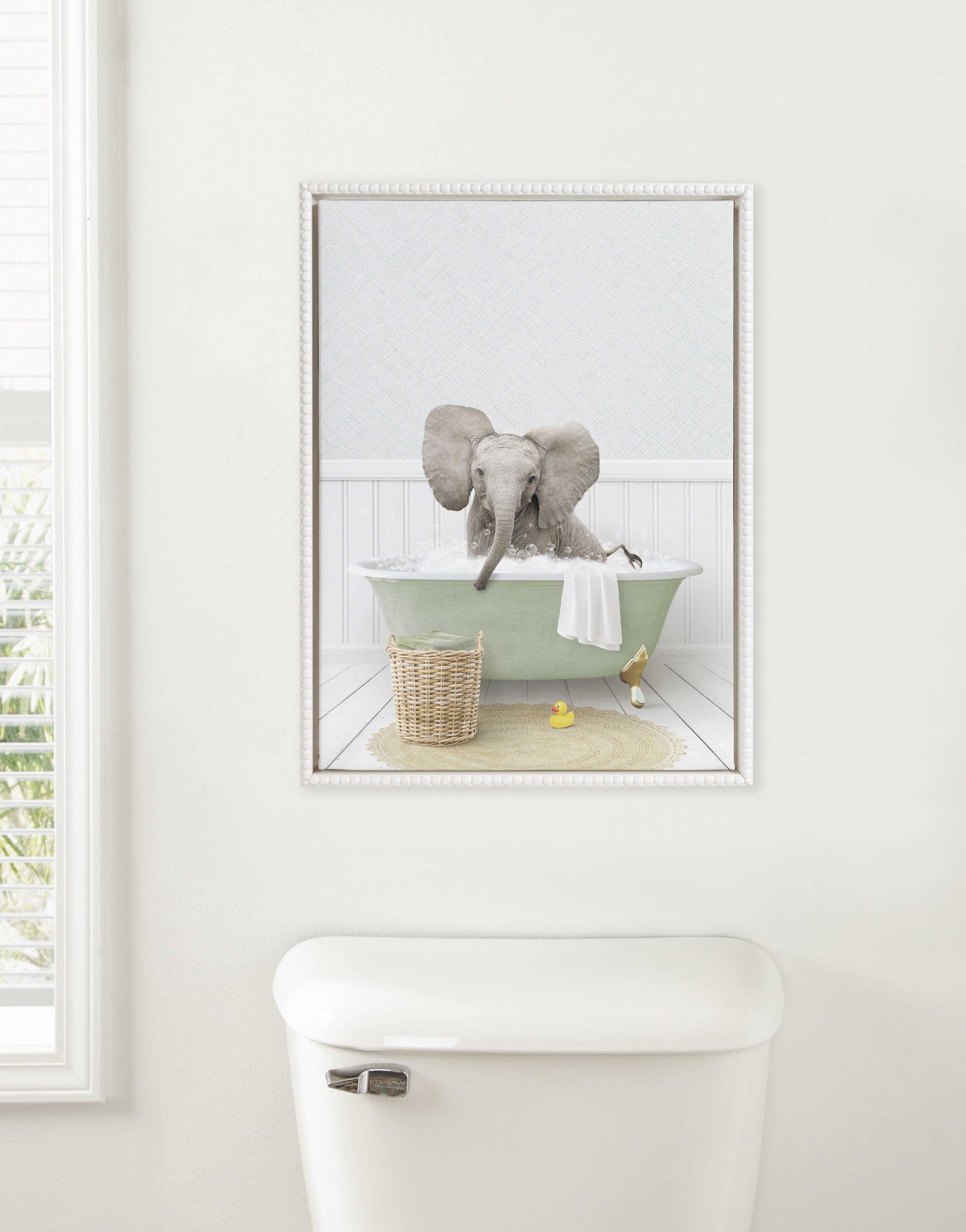 Lark Manor™ Baby Elephant Big Ears in Cottage Bath by Amy Peterson ...