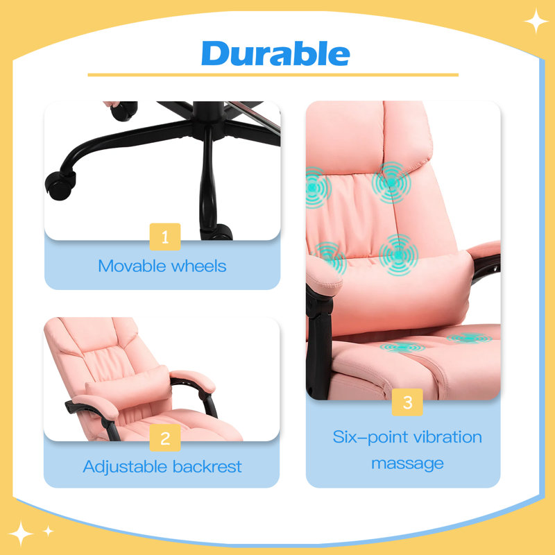 Massage Office Chair with 6 Vibrating Points, High Back Reclining Office Chair with Footrest and Remote