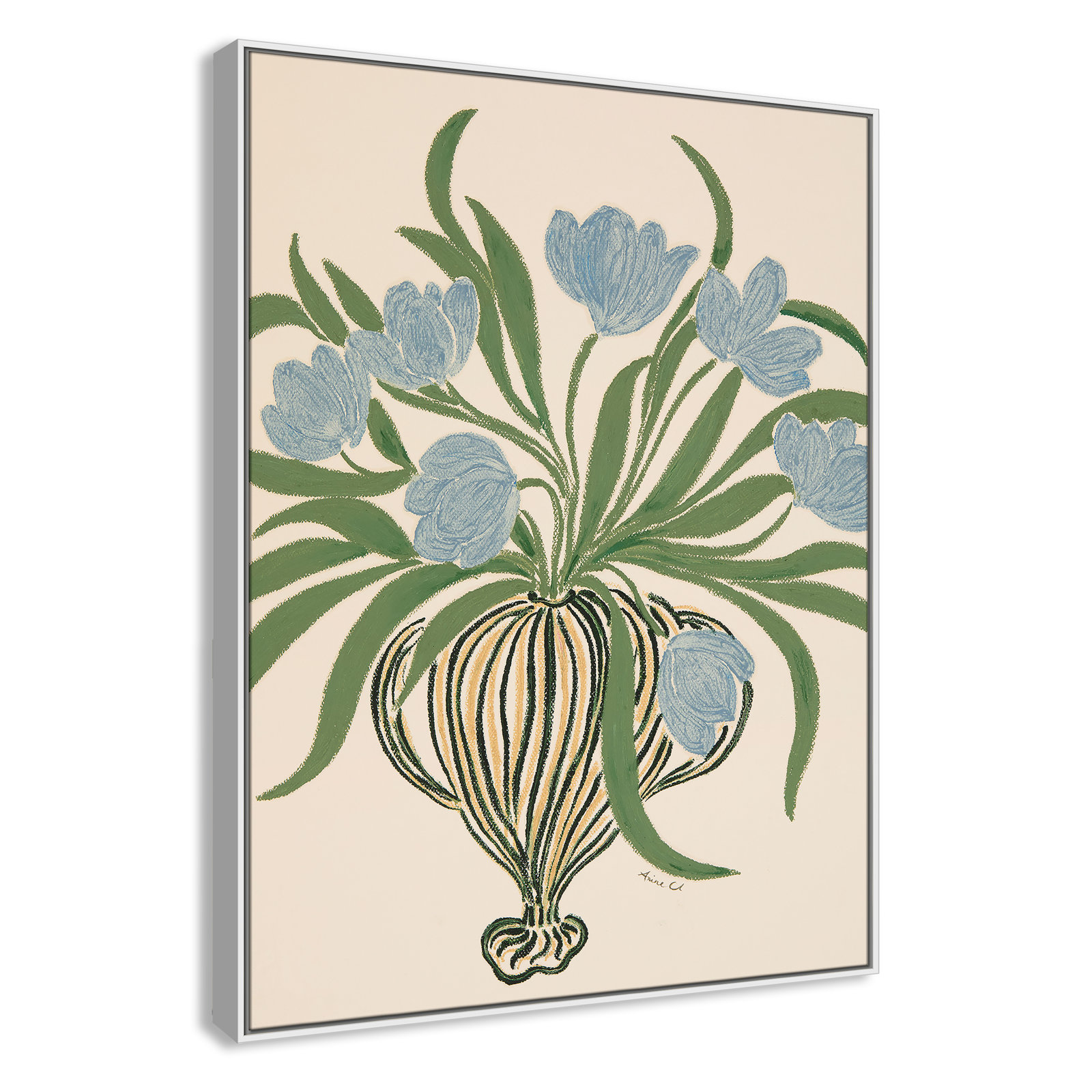 Colette "La Poire Blue Tulips" Print, 49.5" H x 37.5" W, White