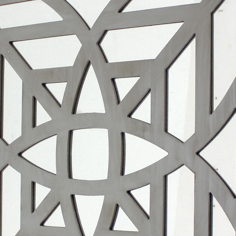 Décoration murale 23 x 23 miroir avec découpe géométrique en bois, gris
