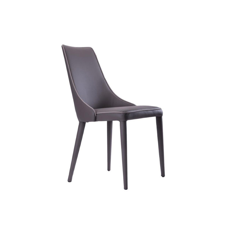 Chaise d'appoint rembourrée en cuir Kennita, Gris foncé, Gris pâle