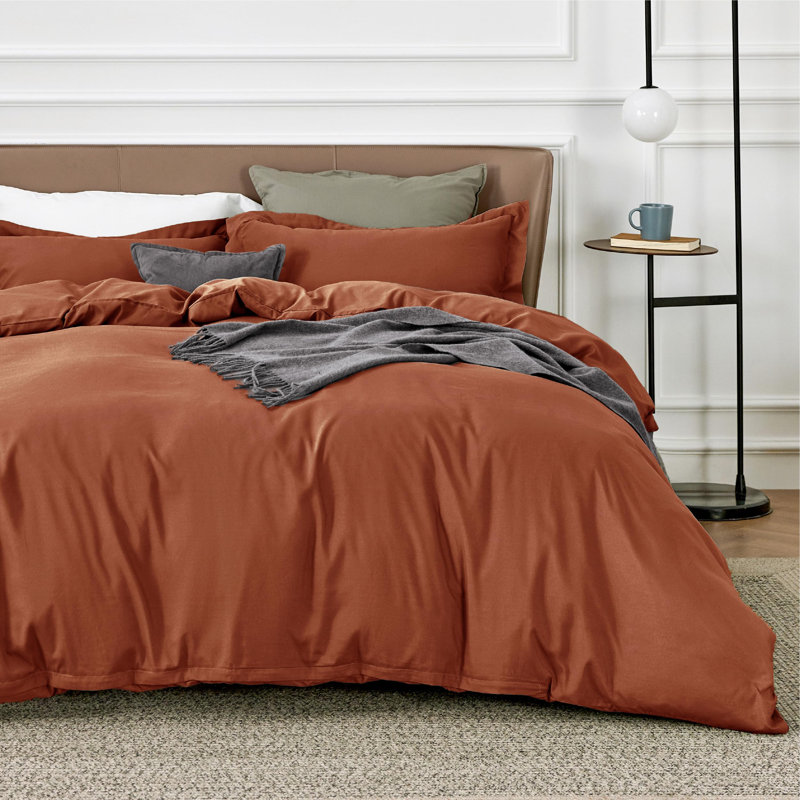 Bedsure Terracotta Duvet Cover Full Size - Soft Double Brushed Bedding Set for Kids & Adults（Set of 3）, Terracotta