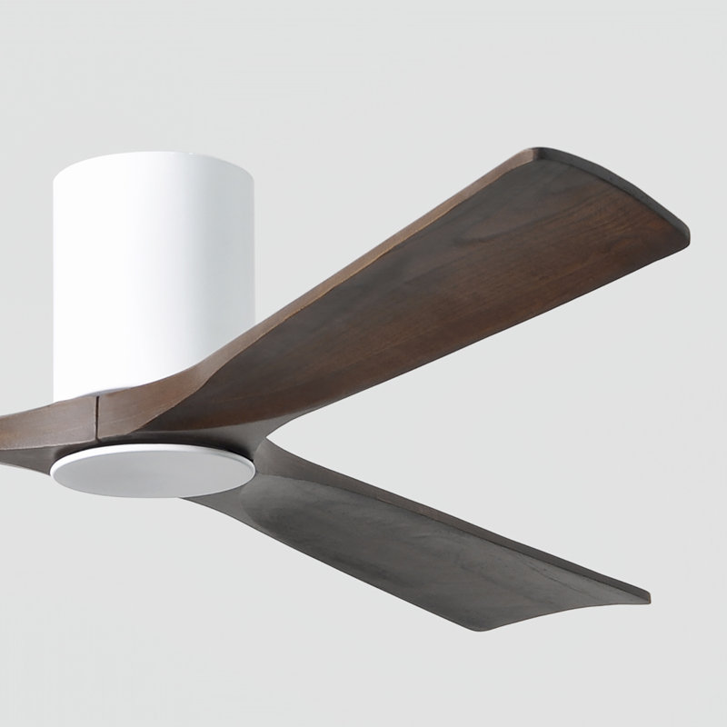 Irene LED Ceiling Fan, Gloss White, Walnut, 60"