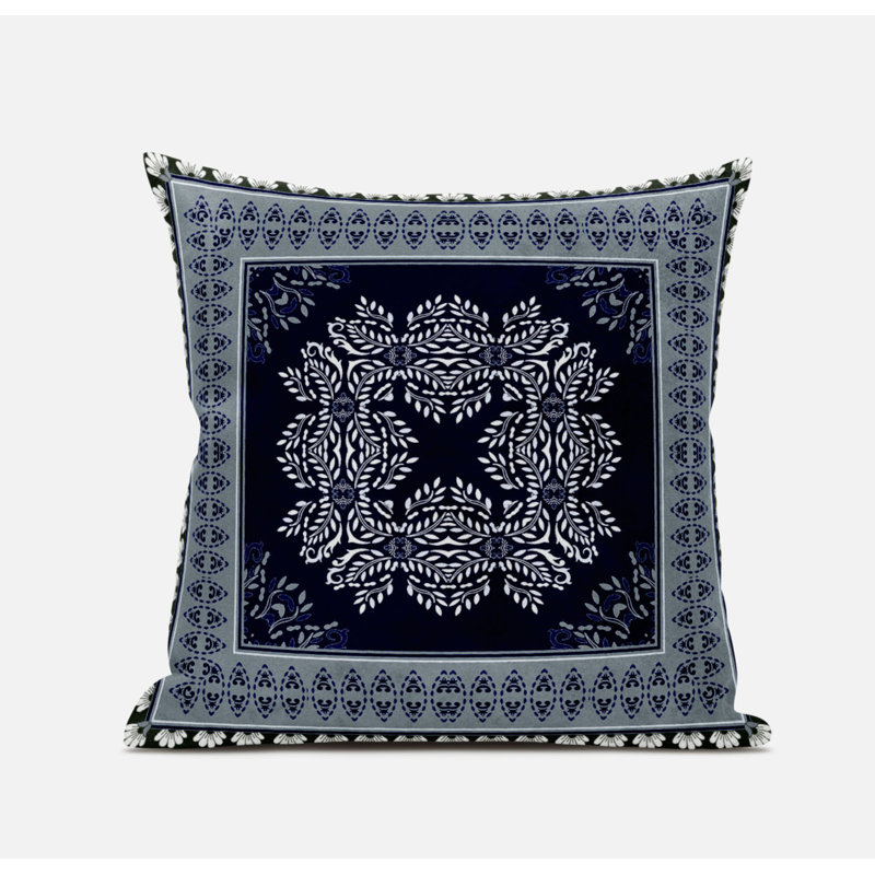 Housse et insert de coussin carré Window Window, 16" x 16", Bleu clair / noir
