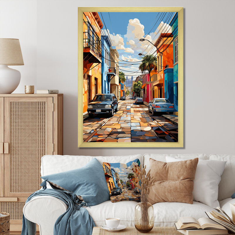 City Charleston Popart I sur toile, H 32 po x l 24 po x P 1 po, Encadrement doré
