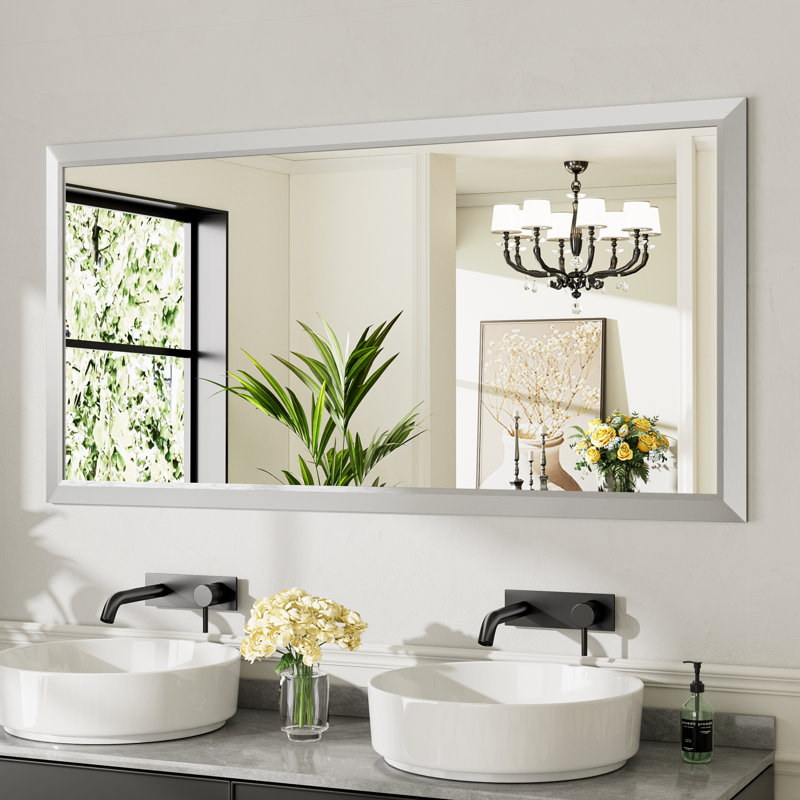 Miroirs de salle de bain modernes et contemporains en métal biseauté rectangulaire / carré avec verre trempé HD