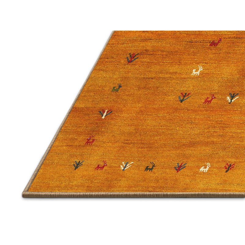 Tapis contemporain jaune, Rectangle 7 pi x 9 pi