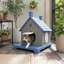 Maison pour chat à 1 niveau en résine pour l'extérieur pour l'intérieur H 25,67 po avec porche-126244332-123049080