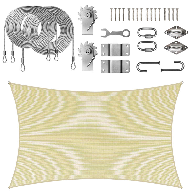 Ensemble d'ombrage rectangulaire avec treuil Colourtree, Beige, 8 pi x 12 pi