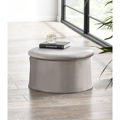 Rasch 56cm Wide Velvet Round Ottoman with Storage