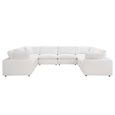 Modway Commix Down-Filled Overstuffed Upholstered Sectional Sofa Set, 8 Piece U Shape