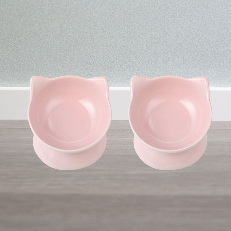Oscar Elevated Cat Bowl, Pink