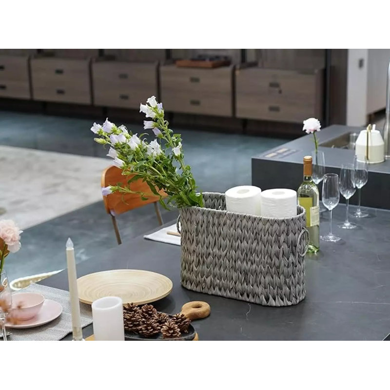 Porte-papier hygiénique en osier avec sachet lavande, Gris