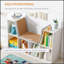Bibliothèque pour 6 enfants avec coin lecture et coussin, rangement polyvalent pour chambre à coucher, salon