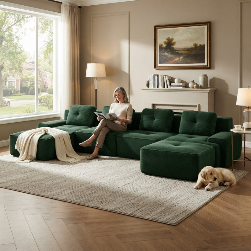 Canapé modulaire en U de Boneless, Vert