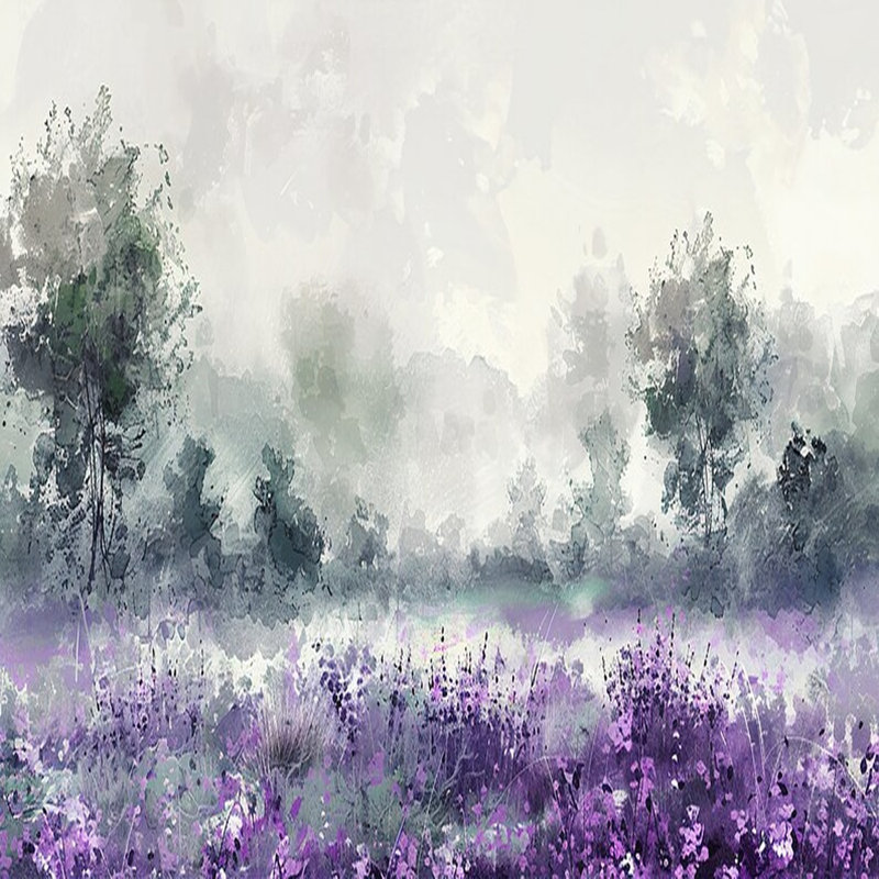 Lavender Mist Forest Landscape, 108" L x 96" W