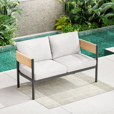 Maine Defino Wicker Outdoor Loveseat by Latitude Run
