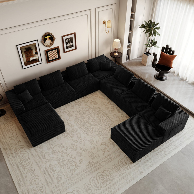 Canapé modulaire moderne en mousse de velours côtelé Compression Sectionals