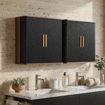 Wall Cabinet with Fluted Sliding Door