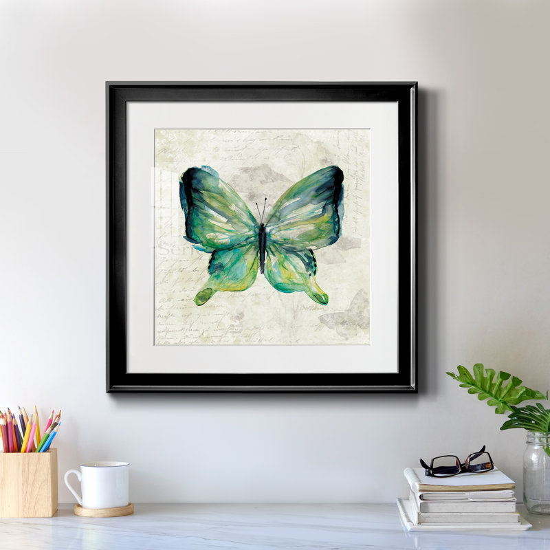 Papillon croquis II - Cadre photo, reproduction d'art sur papier, Papier encadré noir, H 26,5 po x l 26,5 po x P 1,5 po